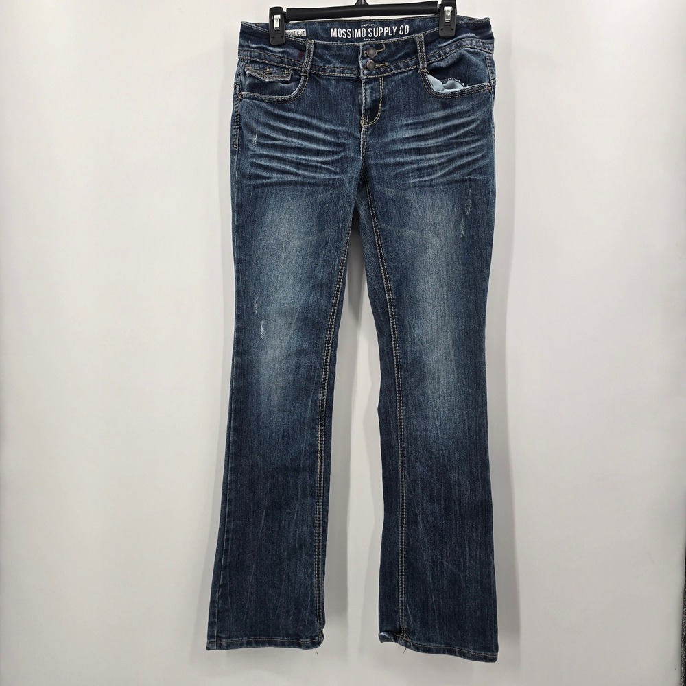 Mossimo Supply Co Jeans 9 Womens Bootcut Dark Wash Distressed